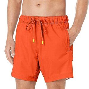 Robert Graham Men's Standard Summers Woven Swim Trunks Orange 40 NWT